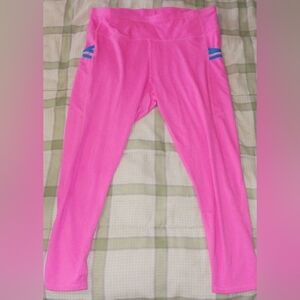 Stylish Pink Leggings with Blue Stripes